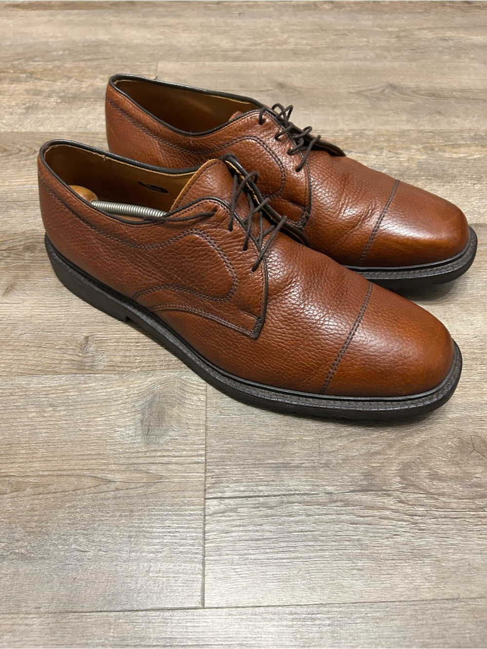 Allen Edmonds Becker Men's Size 11.5 E Wide Cognac Brown Cap-Toe Derby Shoes